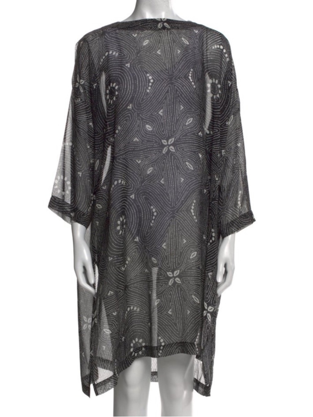 eskandar Sheer Tunic / Shift Dress - 100% Silk - Black